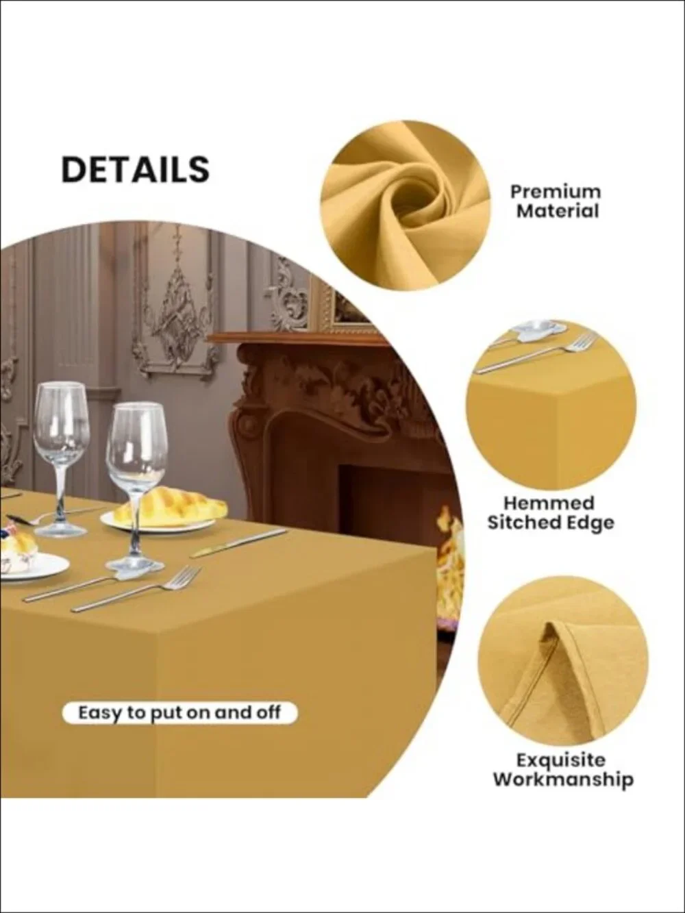 2 Pack Fitted Tablecloth Water Resistant Polyester for 6 Foot Tables